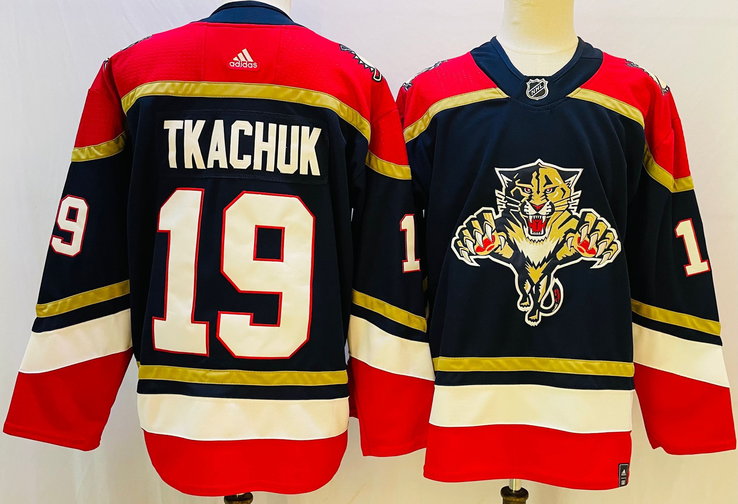 Men Florida Panthers 19 Tkachuk Blue red Throwback 2022 Adidas NHL Jersey